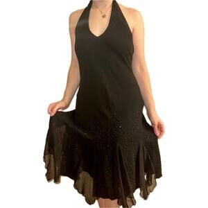 S.L. Fashions vintage beaded halter dress